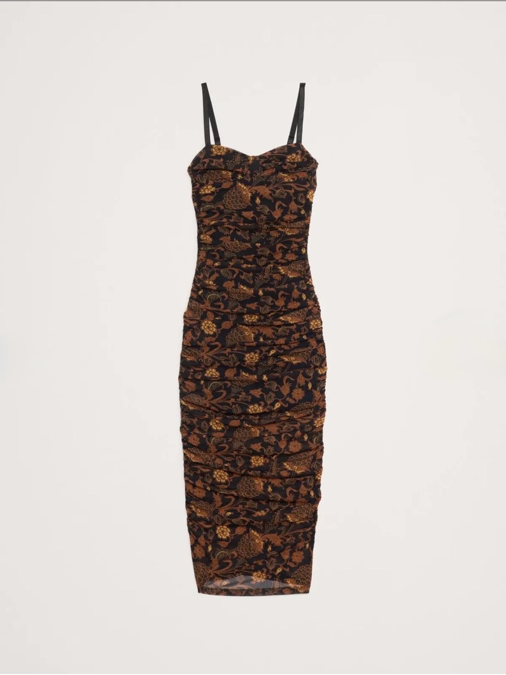 Banana Republic/Size 12P
Sleeveless Ruched Midi Dress in Black and Brown - Picture 4 of 8